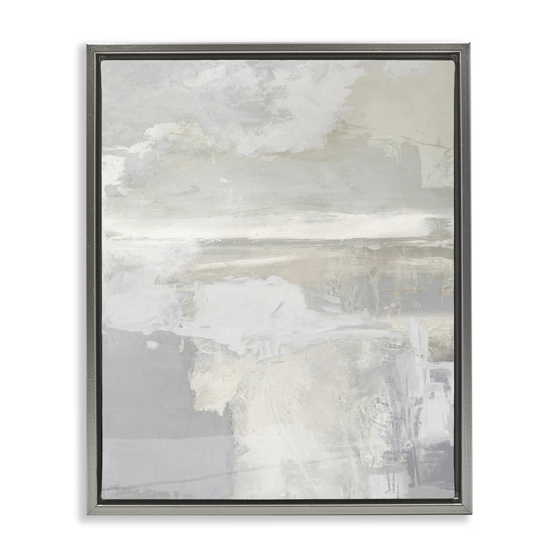 Cadre flottant en cascade doux et neutres, design par Rachel Springer, H 21 po x l 17 po, Cadre flottant gris lustré
