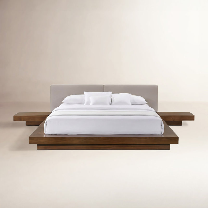 Andzela Upholstered Panel Storage Bed, Queen, Walnut/Gray