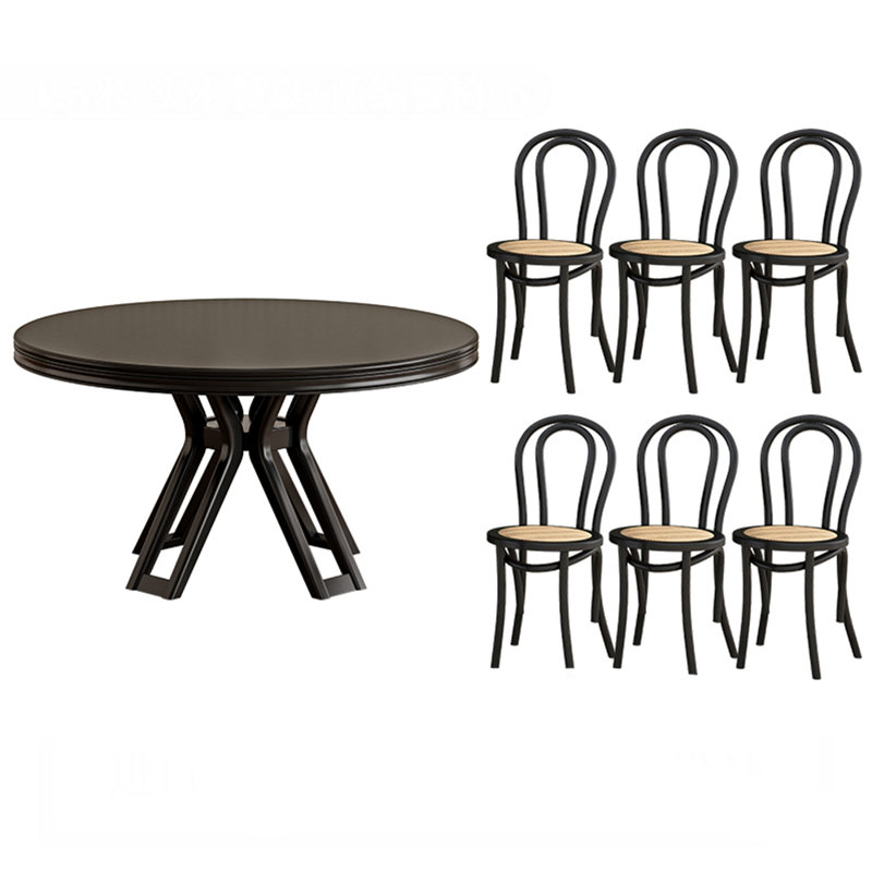 Ensemble de table ronde en bois massif de style américain, H 29,5 po x L 51 po x l 51 po