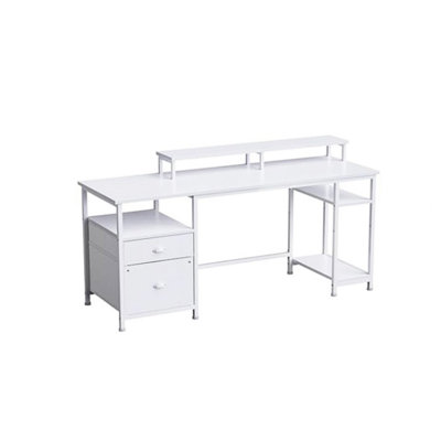61" Computer Desk with Fabric File Cabinet & Drawer