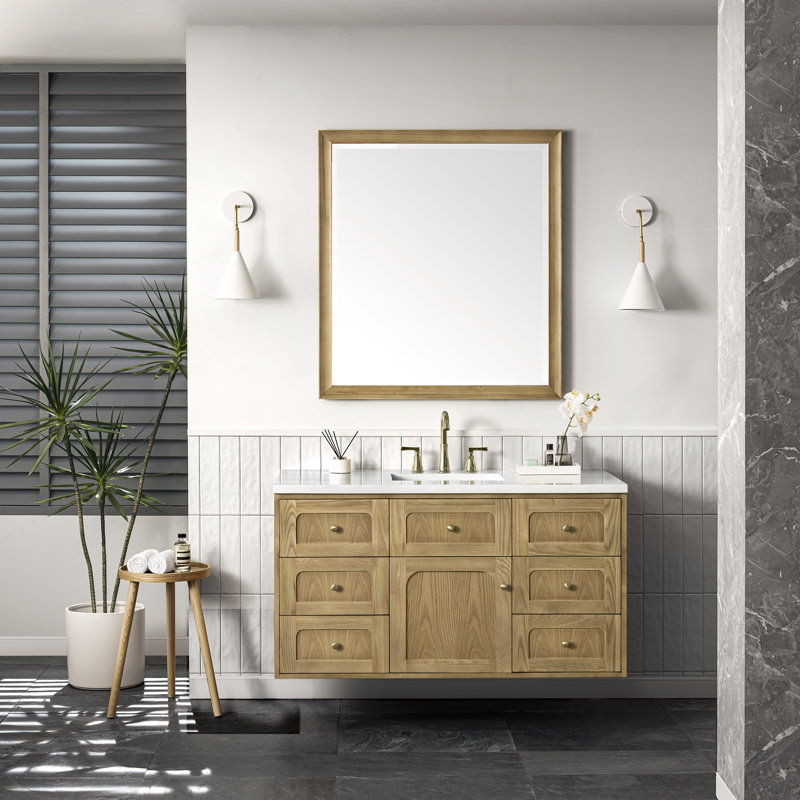 Laurent 48'' W Single Vanity, Ethereal Noctis, 8" Widespread, Light Natural Oak