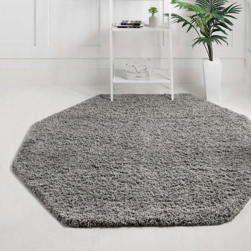 Santosha Shag Rug, Octagon 4'1" x 4'1", Cloud Gray
