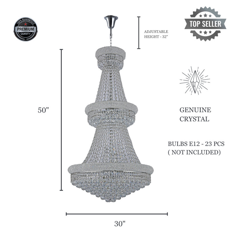 Lustre empire 23 lumières Montrey, Chrome