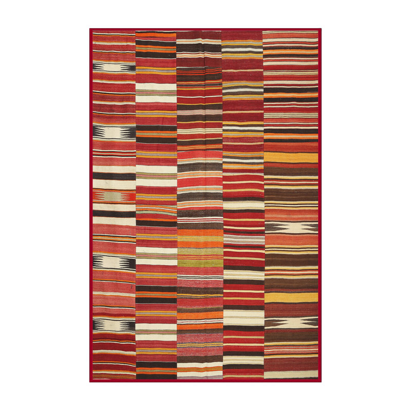 Tapis de zone rouge contemporaine, Rectangle 5 pi x 7 pi