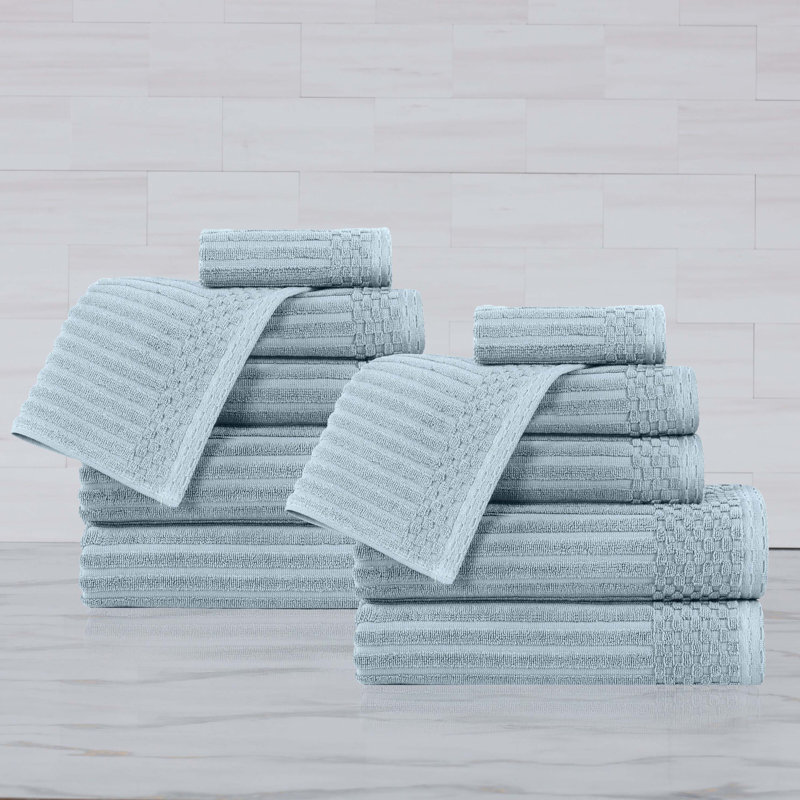 Ruvins 12 Piece 100% Cotton Towel Set, Slate Blue