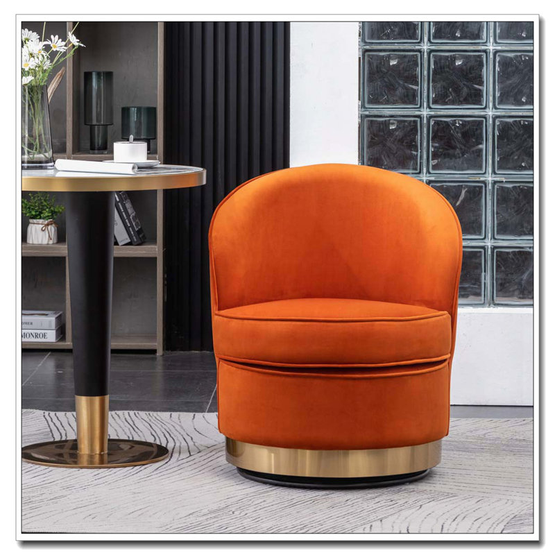 Fauteuil pivotant en velours, Orange