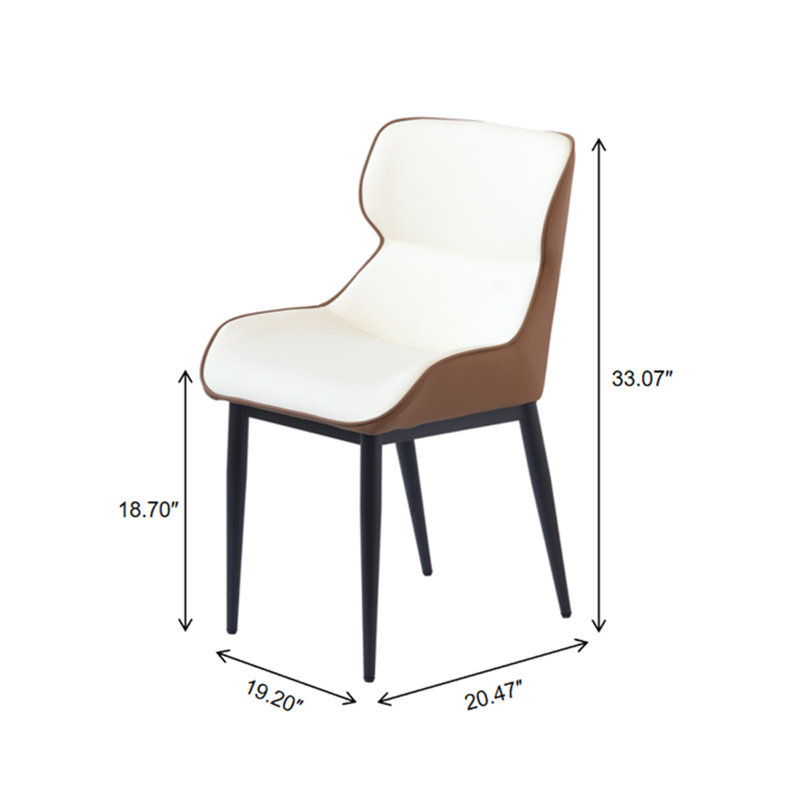 Side Chair Dining Chair, White/Brown