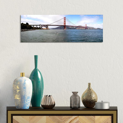 Suspension Bridge Across the Sea, Golden Gate Bridge, San Francisco, California, USA 1 Piece Wrapped Canvas Panoramic Wall Art