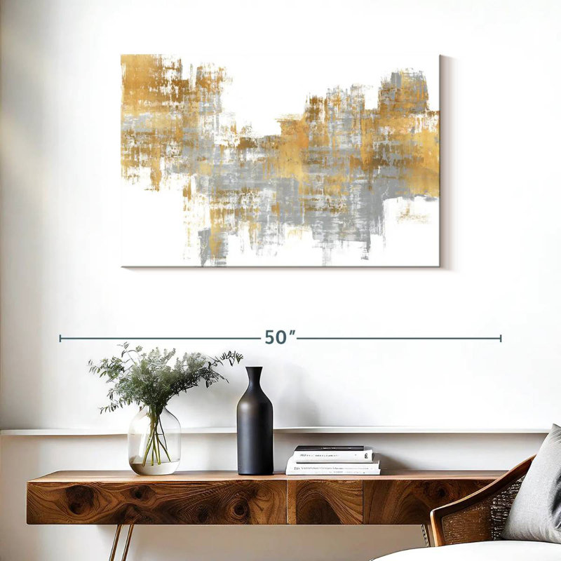 Avery dynamique doré sur gris I, H 24 po x l 36 po