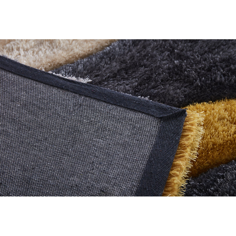 Tapis abstrait gris / jaune Thionville, Tapis de couloir 2 pi 4 po x 8 pi