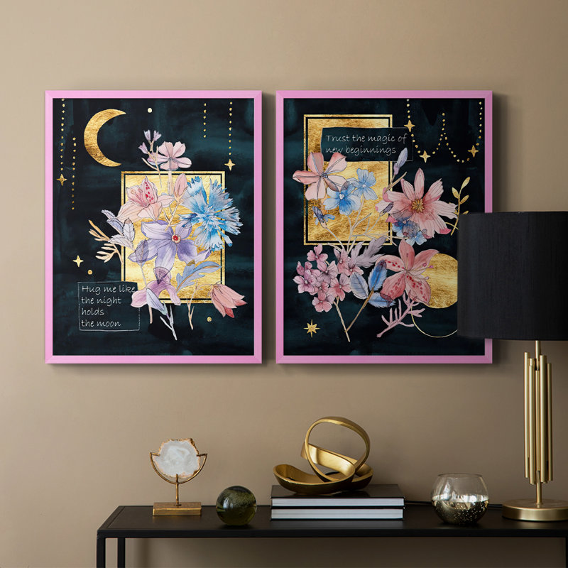 Fleurs de lune III - reproduction encadrée de qualité supérieure - prête à être accrochée - aucun clou requis - aucun clou requis