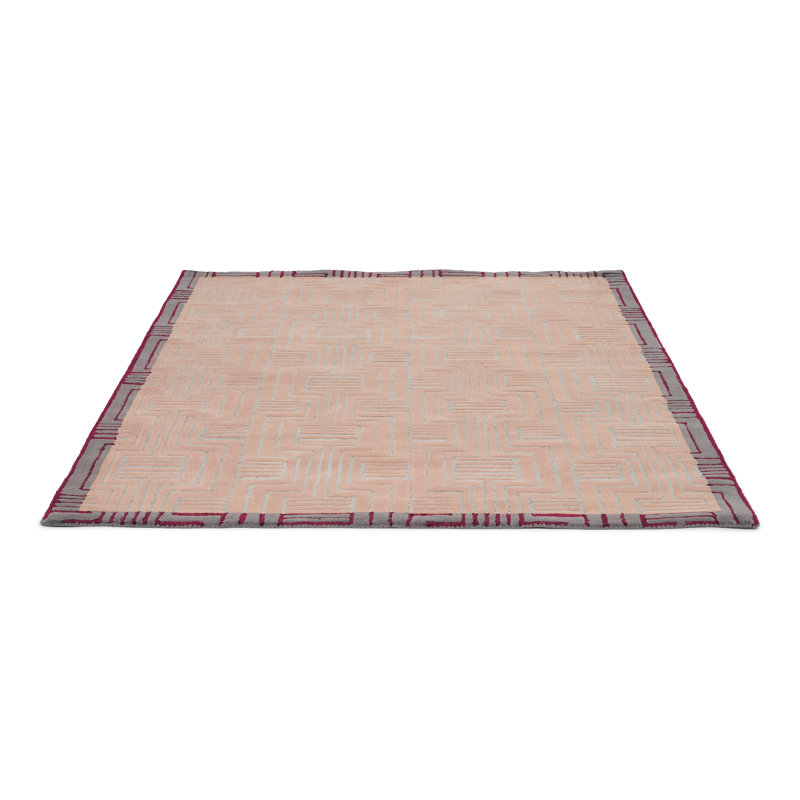 Hand Tufted Geometric Area Rug in Pink, Rectangle 8'2" x 11'6"