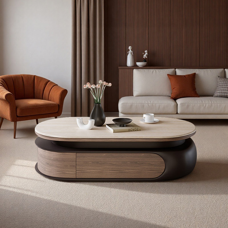 Modern Creative Granite Coffee Table, Black