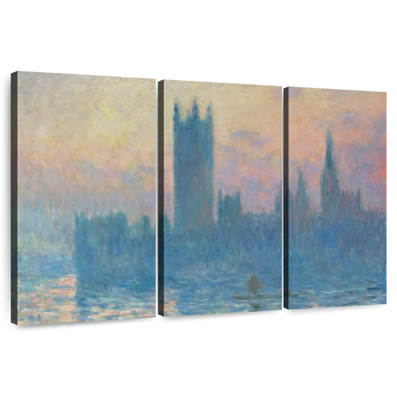 Sebbie, les maisons du Parlement, coucher de soleil, H 28 po x l 45 po