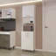 Garde-manger avec 2 portes pneumatiques, rangement ouvert et armoire inférieure, blanc.
