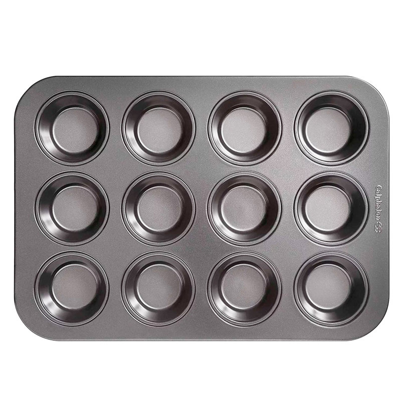 Calphalon 12 Cup Nonstick Heavy-Gauge Carbon Steel Muffin Pan in Silver