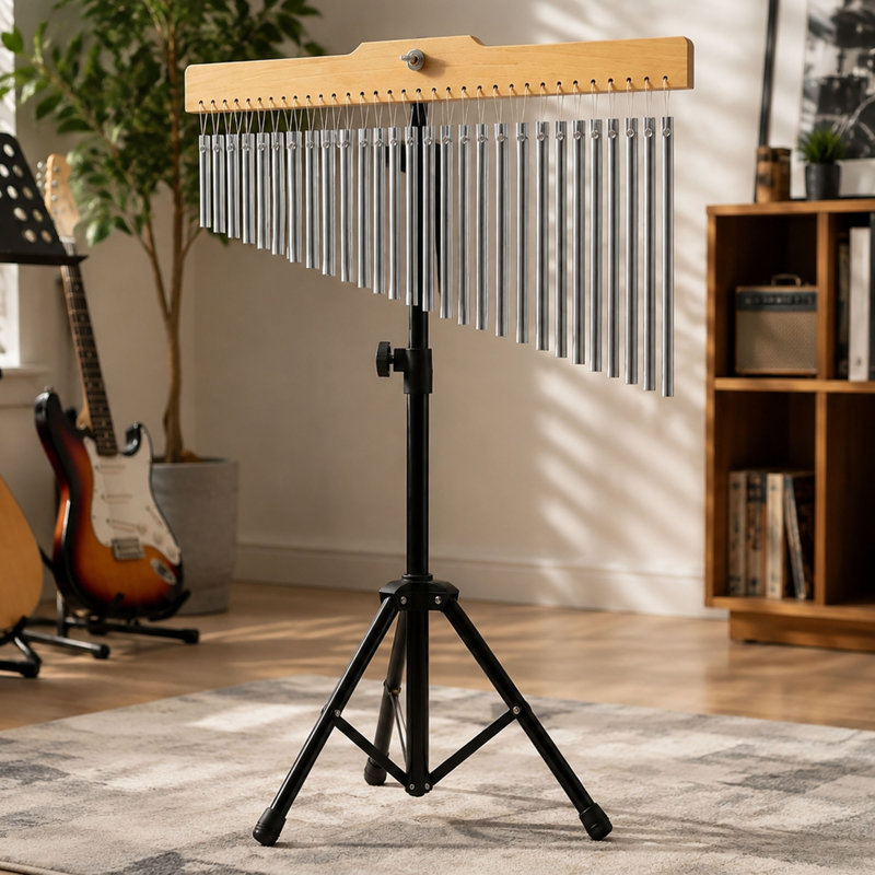 Ensemble de carillon musical 36 tons, trépied réglable avec barres chromées
