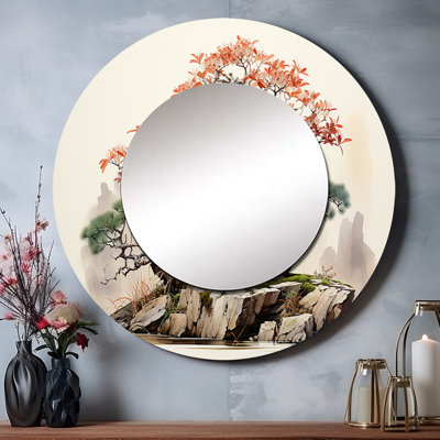 Asian Art Bonsais Wisdom I - miroir d'art asiatique, miroir mural unique rond global
