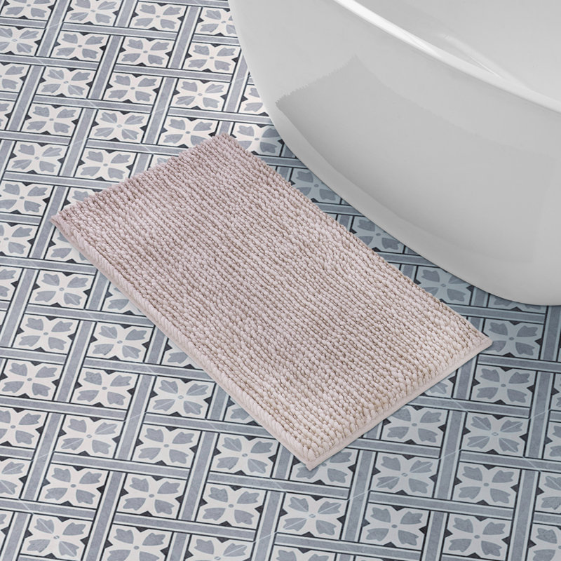 Laura Ashley Butter Chenille Bath Rug, 20" W x 34" L, Blush
