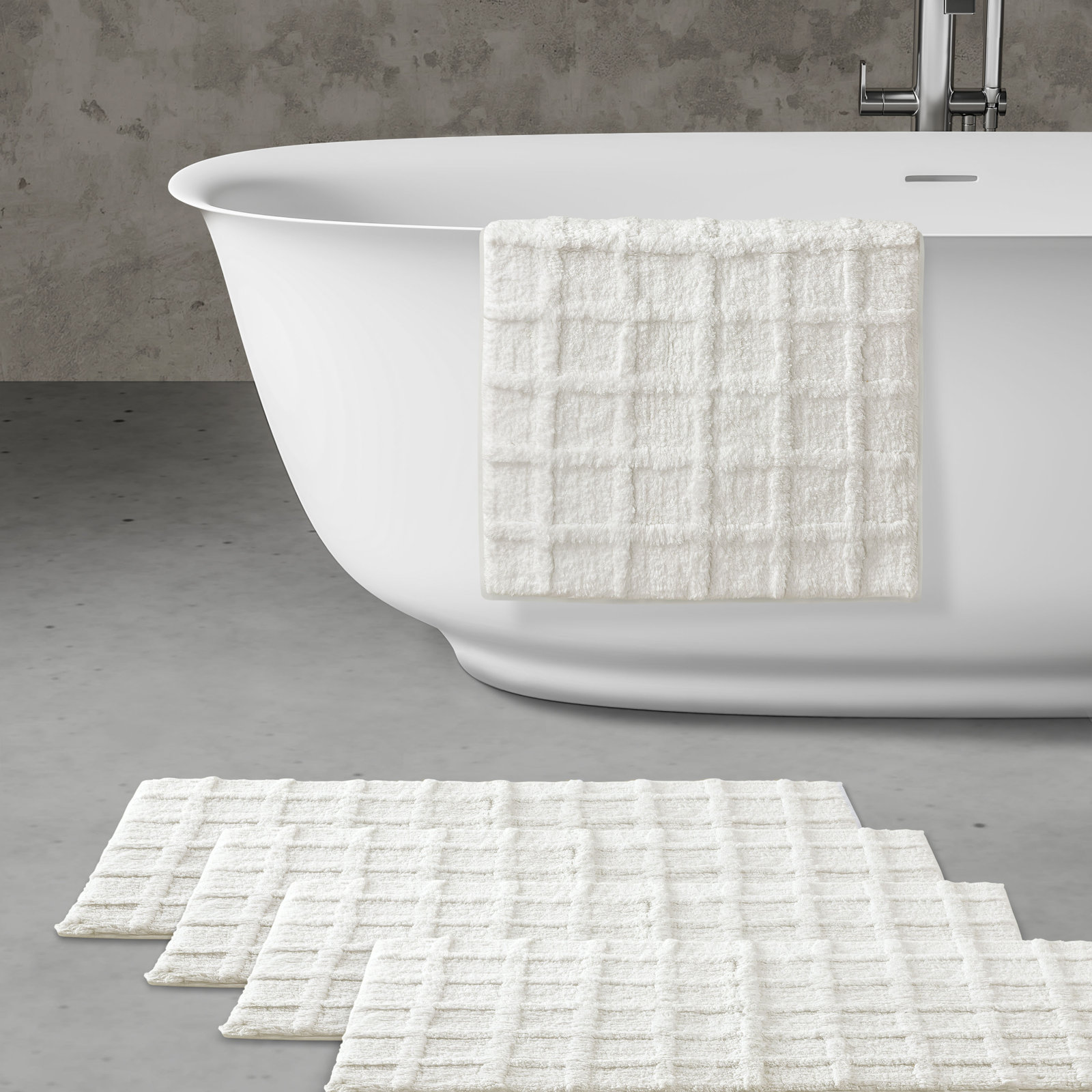Carter Cotton Bath Rug, White