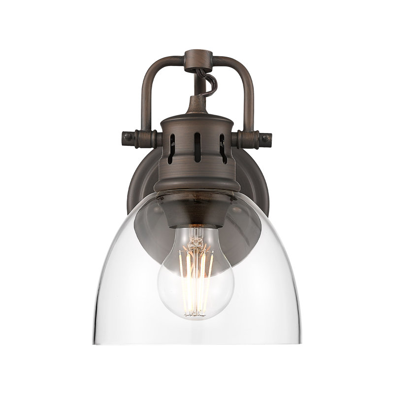 Meuble-lavabo 1 lumière avec verre transparent Iftimie, Bronze huilé