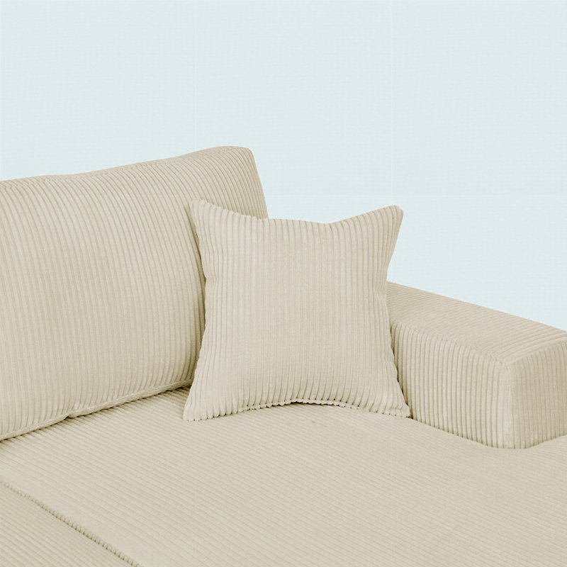 Canapé modulaire 3 pièces double, Velours côtelé crème