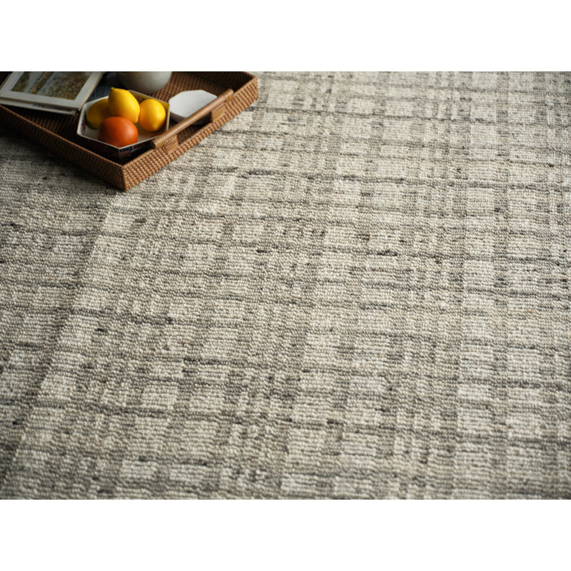 Desi hand-knotted Wool Light Silver Area Rug, Rectangle 10' x 14', Light Silver