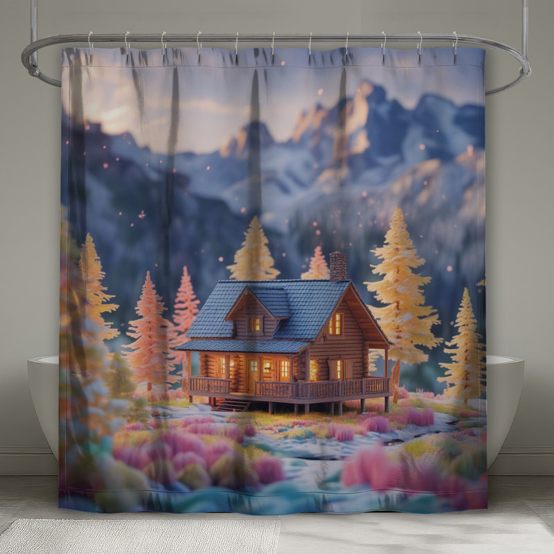 Rideaux de douche Cozy Cabin In Mountains, L 70 po x H 84 po