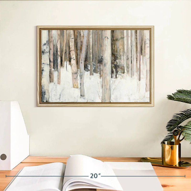 Lumière chaude d'hiver III, Cadre flottant en bois naturel, 13 po x 9 po