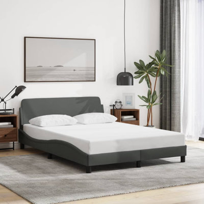 vidaXL Bed Frame Dover Dark Grey 137x190 cm Fabric