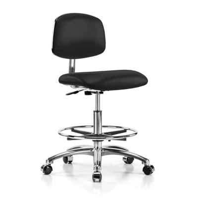 Chaise de salle blanche avec anneau de pied sur pied CATW | Hauteur moyenne du banc: 21,5 à 29 po