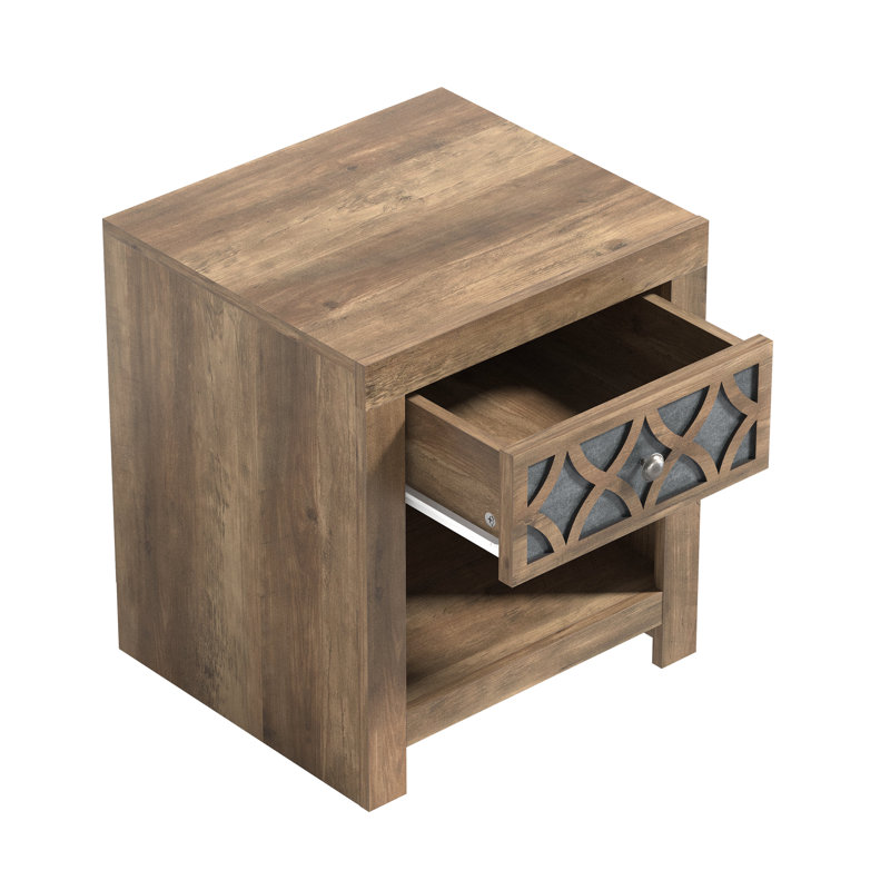 Artivion 1 Drawer Nightstand, Knotty Oak/Gray Stone