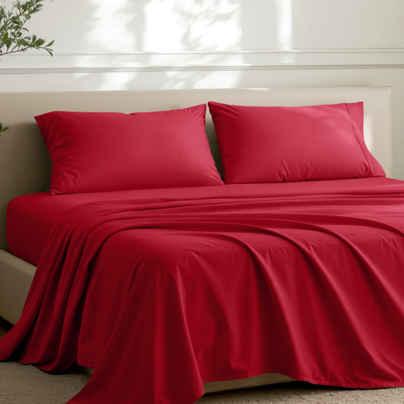 Microfiber Pillowcase Set Envelope Closure, Standard Pillow Case, Red