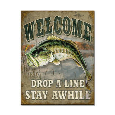 Fishing Welcome Drop A Line Stay Awhile Area Rug - Bass Fishing