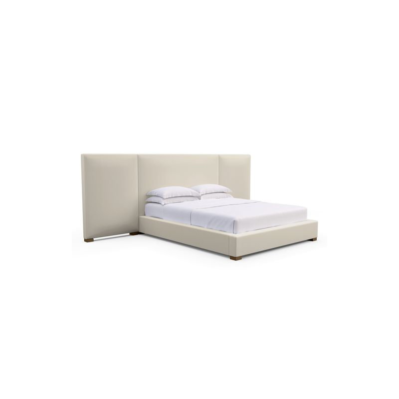 Prospect Upholstered Bed, Plush Velvet Blanc, King, Weathered