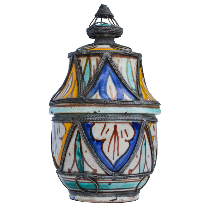 Bol décoratif en céramique bleu / orange / multicolore