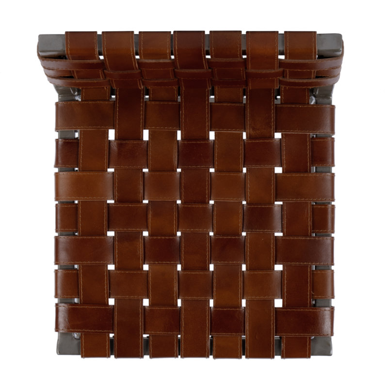Bromley Iron and Leather 24.5" Counter Stool, Brown/Silver