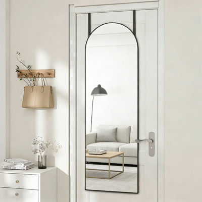 Miroirs suspendus ou muraux, miroir à porte arquée, miroir pleine grandeur avec cadre en alliage d'aluminium pour chambre à coucher, salon, vestiaire