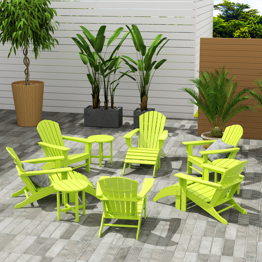 Shaunna Plastic Adirondack Chair with Table and Ottoman Beachcrest Home™ 