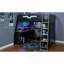 Lit mezzanine double avec bureau, tablettes multiples et lumières RVB, table à placement réglable, bleu nuage-1352503248
