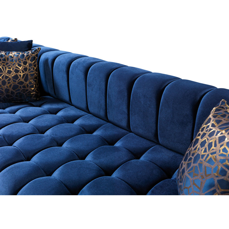 Canapé modulaire en velours Ariana, Velours bleu marine