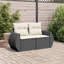  Canapé de jardin en rotin PE noir, acier thermolaqué, polyester moyen