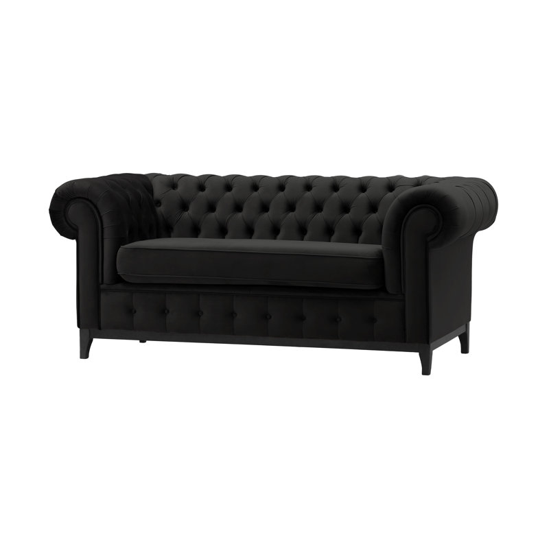 Fryar Velvet Sofa, 2, Black, Black