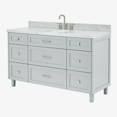 ARIEL Monroe 54 Single Sink Bathroom Vanity with Carrara Quartz Top