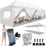 10x30 Pop Up Canopy Tent with 8 Sidewalls,Wave Eave Heavy Duty Canopy Tent for Outside ,Camping