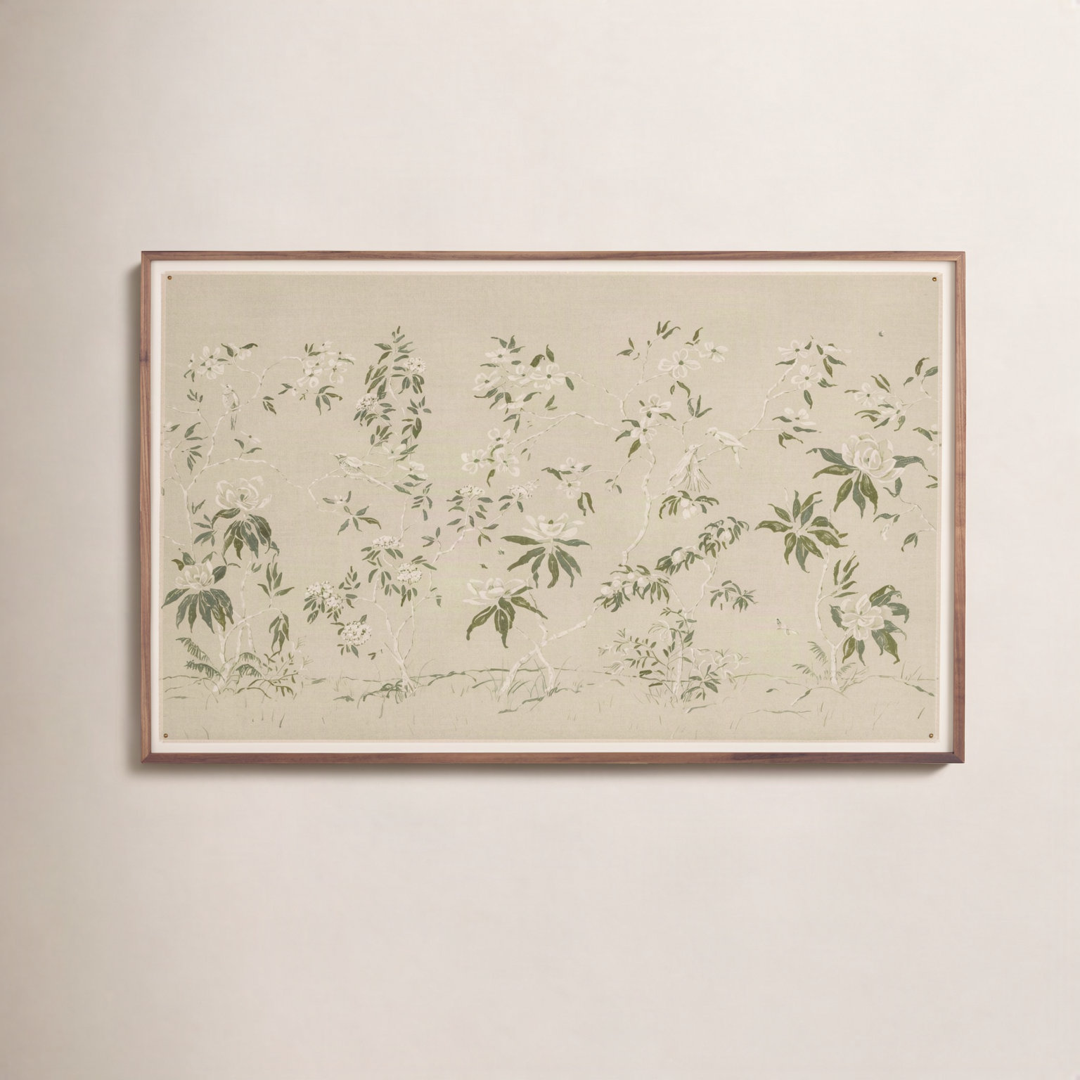 Nadine "Linen Chinoiserie" Painting, 33" H x 48" W