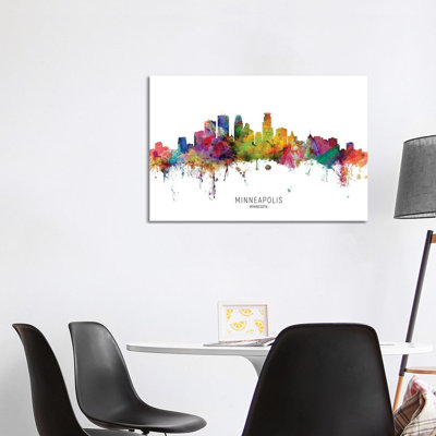 Minneapolis Minnesota Skyline by Michael Tompsett - Wrapped Canvas Print