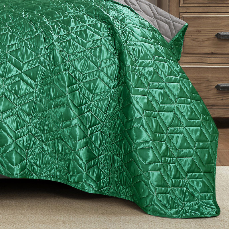 Ensemble de couvre-lit 3 pièces en satin uni - Ensemble de literie luxueux à finition satinée pour une chambre moderne, très grand