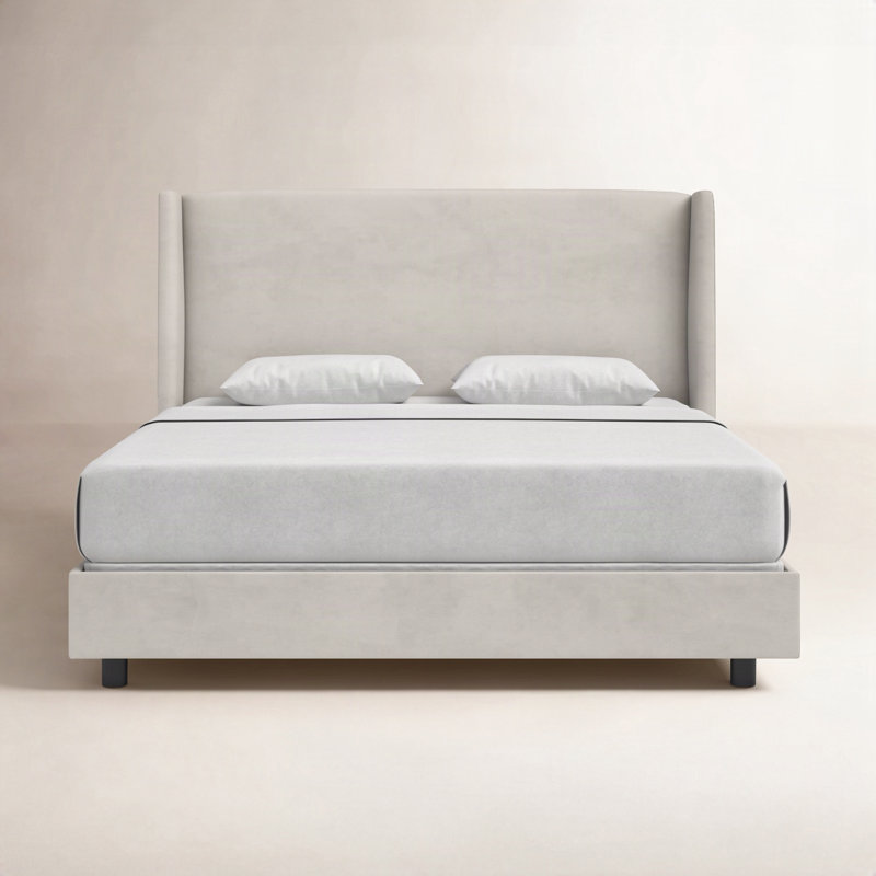 Tilly Upholstered Bed, Queen, Bella Light Gray Performance Velvet