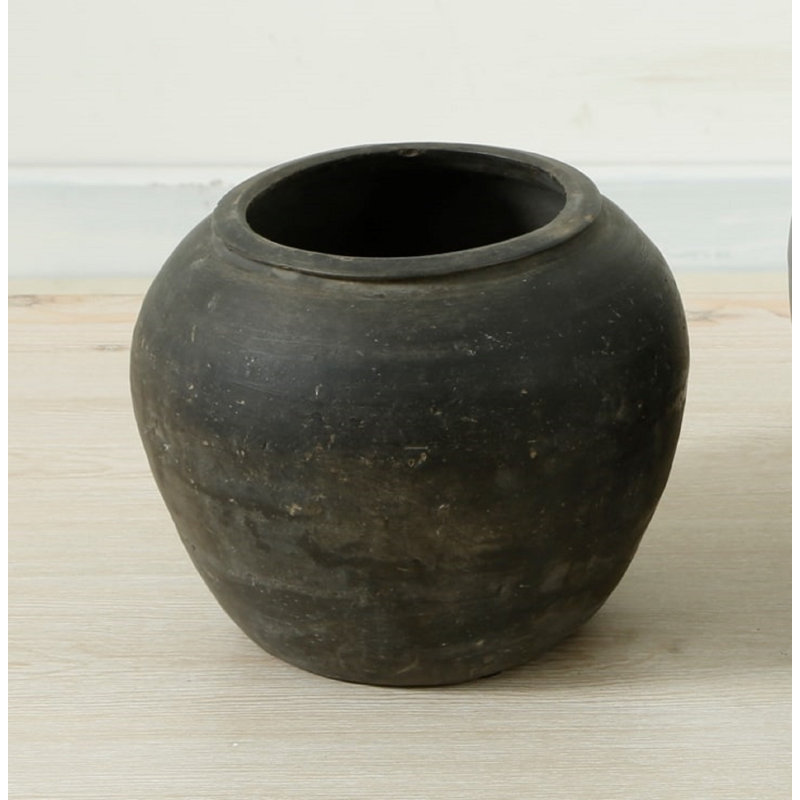Lily's Living Approx 17" Extra Large Vintage Black Pottery Pot (Size & Finish Vary), 6.5''